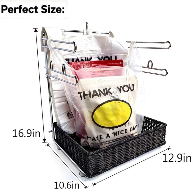 Lizipai Store shopping plastic bag holder storage basket , chrome