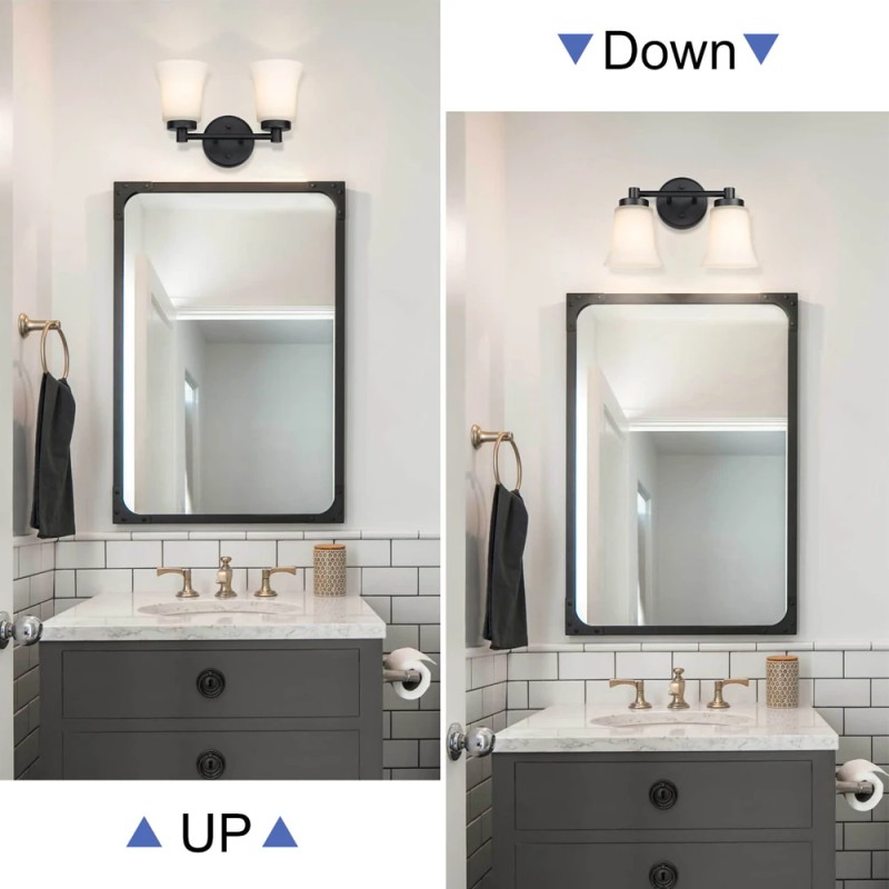 US Instock ETL Black Iron Double Vanity Lights for Mirror