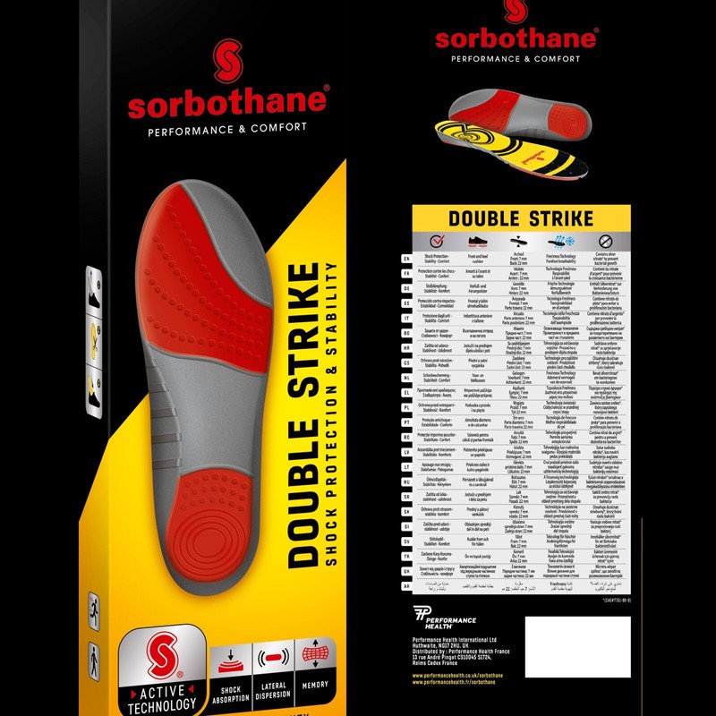 SORBOTHANE Double Strike Insoles for Men and Women Antibacterial Shock