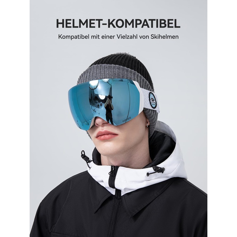 COPOZZ H2 Ski Goggles, Hyperbolic OTG Snow Goggles, Anti-Fog and