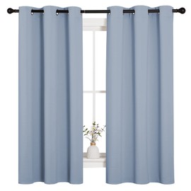 NICETOWN NICETOWN Bedroom Blackout Curtains for Windows, Vintage Blue Window Treatment Drapes, Home Fashion Thermal Insulated Blackout Curtain Panels for Bedroom (1 Pair, 42 inches Wide by 63 inches Long)