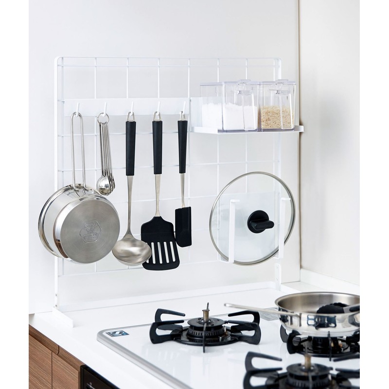 Yamazaki Kitchen Rack, Horizontal Stove Rack, Freestanding Mesh Panel for