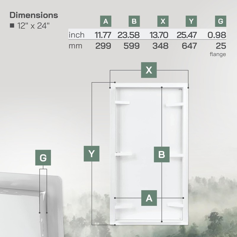 Vent Systems Access Panel for Drywall 12 x 24 Inch