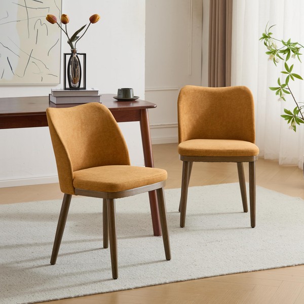 GDFStudio Set of 2 Upholstered Armless Fabric Dining Chairs Modern