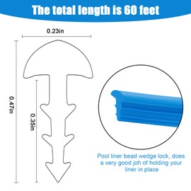FBULWSEC 60'ft Roll Swimming Pool Liner Bead Lock for Above-Ground & In-Ground Swimming Pool Beaded Liners, Blue
