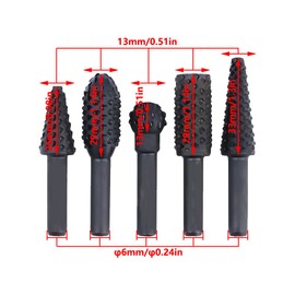 Rotary Burr Set, 1/4" 6.35mm Power Tools, Wood Grinding Engraving Carving File Rasp Drill Bits Rotary Drill Burrs Shank Bit Set for Woodworking Kit Pack of 10
