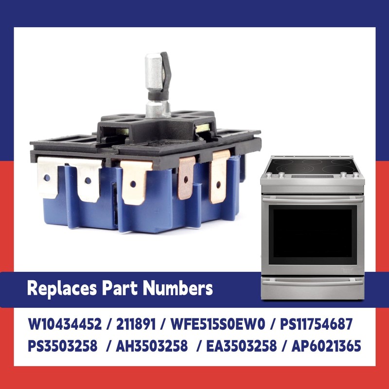 W10434452 Electric Range Dual Infinite Control Switch MDPA-W171-WPM, MDPA-W171-UNM Replacement
