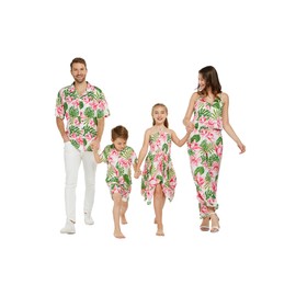 Matchable Family Hawaiian Wrap Dress, Lotus and Orchid, Girl, Size 6