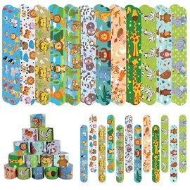 Mienocol 24 PCS Animals Slap Bracelets Wristband Slap Bands for Kids,Jungle Party Snap Band Bracelets Kids Party Supplies Favors Kids Birthday Gift Classroom Prizes Xmas Gifts