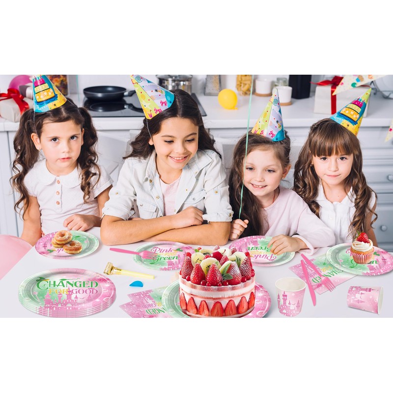 168pcs Witch Birthday Party Decorations Pink and Green Party Supplies