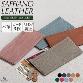 Blue Sincere SW2 Ultra Thin Long Wallet, Genuine Leather, Card Case, 6 Cards, RFID Skimming Prevention, Women's, YKK Zipper, Thin, Wallet, Coin Purse, Storage, Small, Mini Wallet, Fragment Case, swany