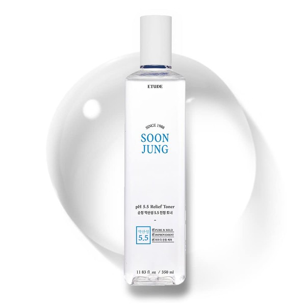 Etude Soonjung pH5.5 Relief Toner 350ml (21AD) | Skin Care Solution | Low PH Toner for Sensitive Skin | Non-Comedogenic, Hypoallergenic & Fragrance Free Moisturizer for Face