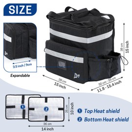 WISEPRO Food Delivery Backpack, Insulated Hot Pizza Bag Leakproof Waterproof Delivery Bag Pizza Delivery Backpack for Uber Eats, Doordash (Black)