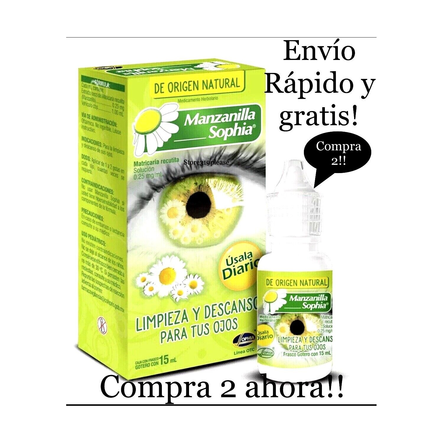 2 Sophia Chamomile Eye Drops / Gotas Para los Ojos de Manzanilla