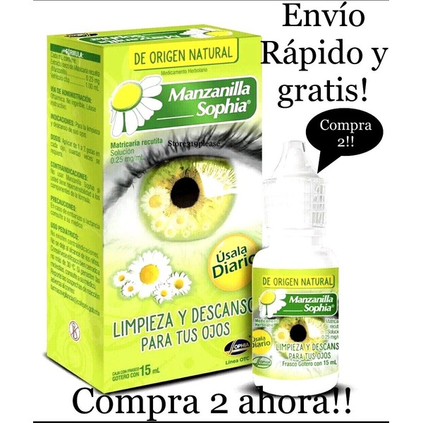 2 Sophia Chamomile Eye Drops / Gotas Para los Ojos de Manzanilla