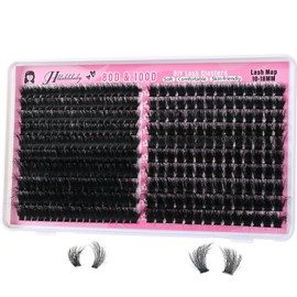Wispy Lash Clusters 80D+100D individual Lashes Clusters 10-18mm Thick Volume Lashes Cluster Eyelash Extensions 320Pcs Waterproof DIY Lash Extension at Home, by Hushlibaby(Plant Fiber)