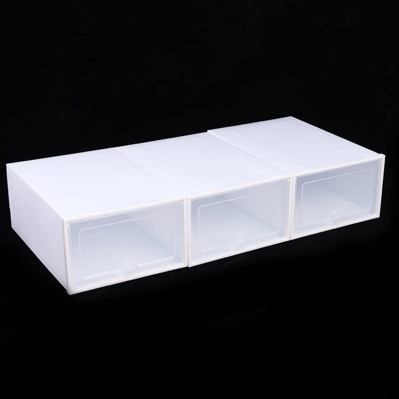 LYNICESHOP White 20 Pack Stackable Shoe Storage Box,Clear Plastic Shoe