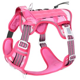 Auroth Tactical Anti Pull Dog Harness Adjustable Breathable Pet Vest Harness for Small Medium Large Dog Reflective Dog Harness Military Materials Size M, Pink Camo