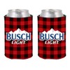Busch Light Can Cooler - Plaid - Set of 2
