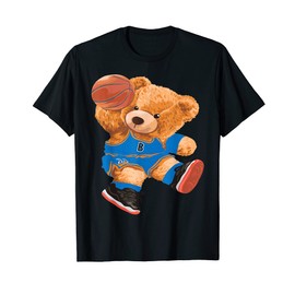 Funny Teddy Bear Basketball Slam Dunk Sport Cute Cartoon T-Shirt