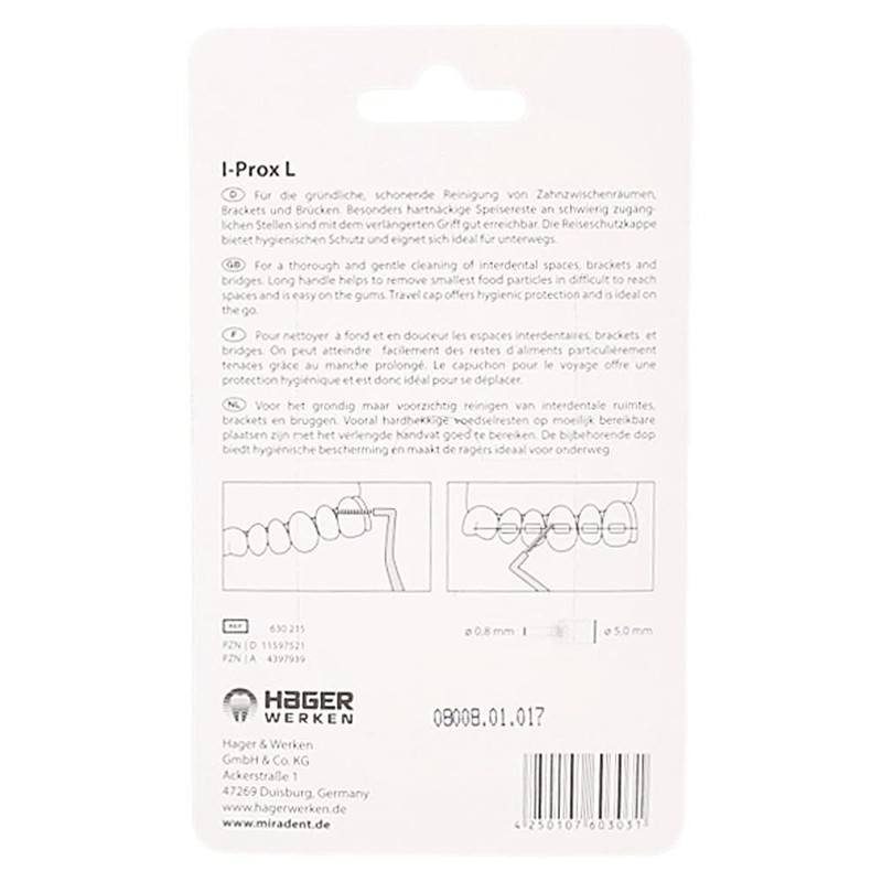 Miradent I-Prox® L interdental brush, 0.7 mm, burgundy, large, pack
