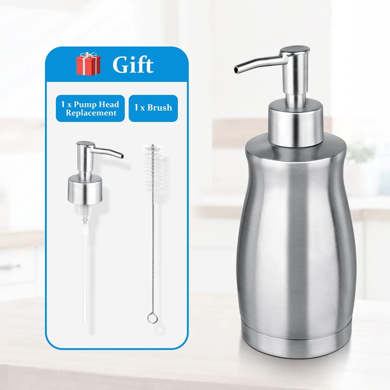 GLUBEE Soap Dispenser Stainless Steel - Brushed Nickel Pump Dispenser