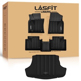 LASFIT Floor Mats & Trunk Mat for Toyota Camry 2018-2024 FWD Only (Not Fit for Hybrid or AWD), 100% TPE All Weather Custom Fit 1st & 2nd Row & Trunk Liner for Camry L/LE/SE/TRD/XLE/XSE, Black, Black