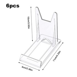 Dewocke Pack of 6 Acrylic Stands, Plastic Stands, Plate Stands, Adjustable Decorative Plate Holders, Mini Easels for Books, Picture Frames, CD Decorative Stands, Photo Displays