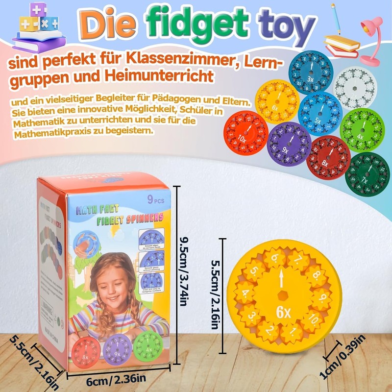 18Pcs Math Fidget Toy, Maths Fidget Spinner, Educational Math Fact