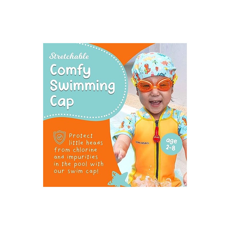 Gorro de natación para niños, tela de elastano suave y