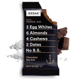 RXBAR, Chocolate Sea Salt, Protein Bar, 1.83 Ounce (Pack of 5), High Protein Snack, Gluten Free
