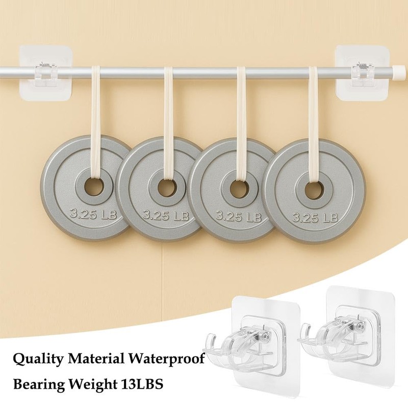 8PCS No Drill Curtain Rod Brackets, Self Adhesive No Drilling