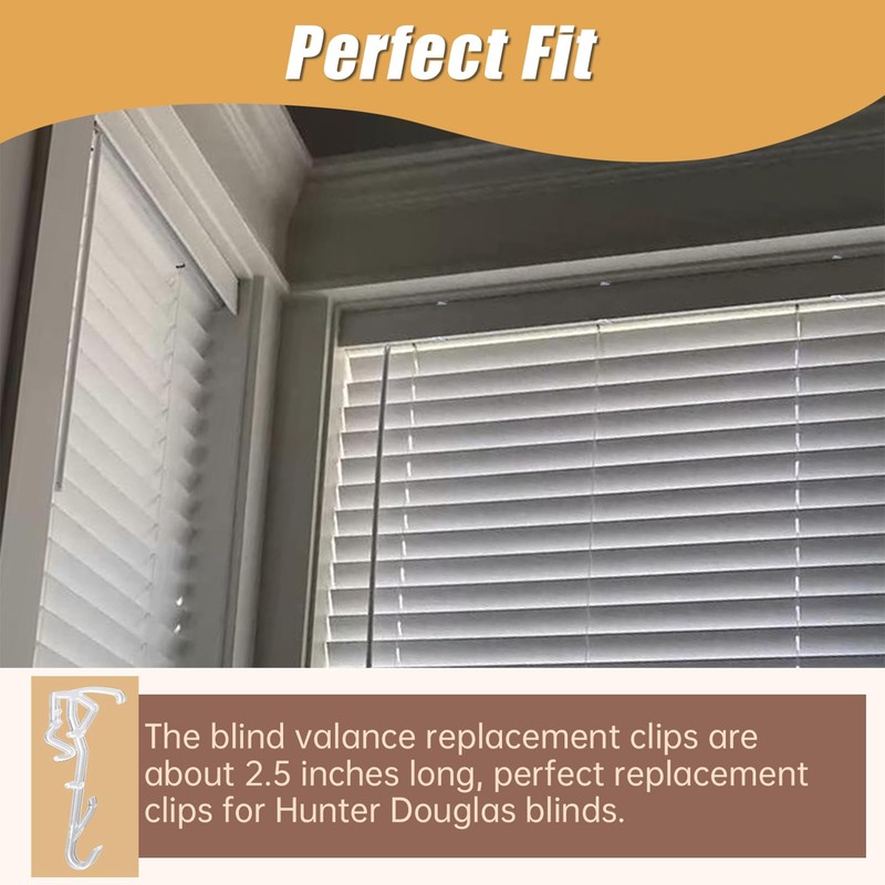 Valance Clips, 12Pcs 2.5 Inch Clear Horizontal Wood Blind Hidden