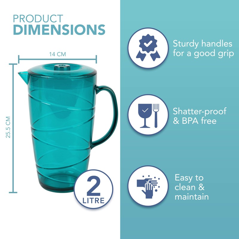 HEFTMAN 2 Litre Blue Plastic Jugs - 2 Pack -