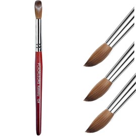 PCAORLEORS Kolinsky Brush Acrylic Nails with Pure Mink Nylon Hair and Wood Black Handle, Round Gel for Applying Acrylic Size #8, 10, 12, 14, 16, 18, 20 (#8)