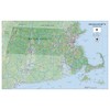 Physical State Map of Massachusetts - 23.3 x 16.5 Inches