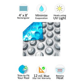 MidWest Canvas Space Age 4-Foot-by-8-Foot Rectangle Solar Cover | 12 Mil | Heating Blanket for In-Ground and Above-Ground Swimming Pools or Spa | Place Bubble-Side Facing Down in Pool