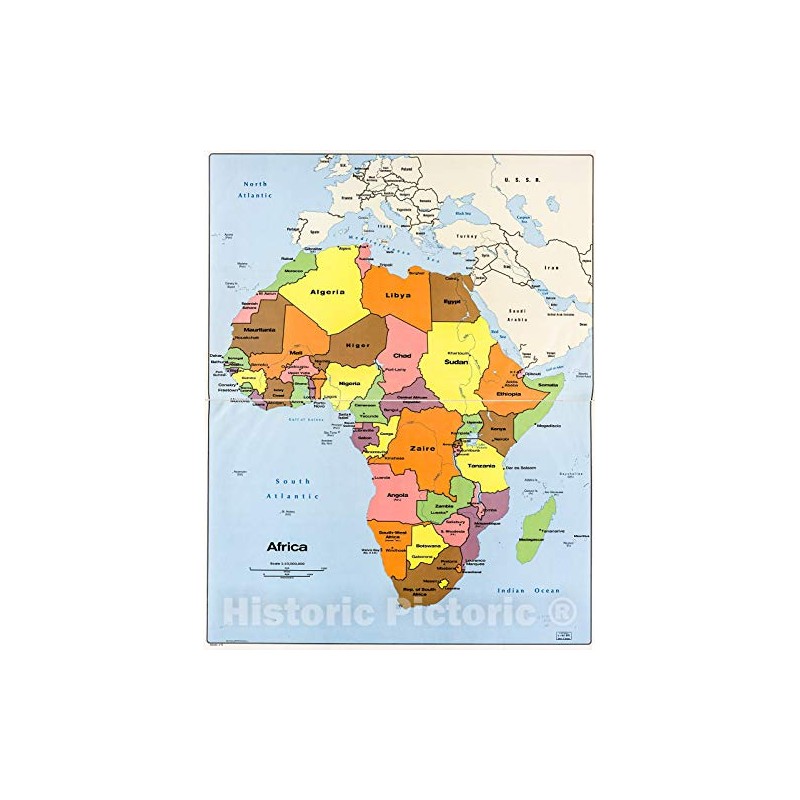 Historic 1972 Wall Map - Africa. 2-72. 18in x 24in