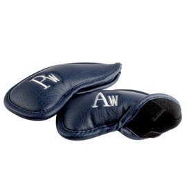 CRAFTSMAN Golf Iron Covers Velcro Closure Headcover Set of 12 (3-9, Aw, Pw, Sw, Lw, Lw) Number Embroidery Wedge Cover Synthetic Leather (Blue PU & Silver Number)