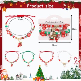 Gxhong 4 x Christmas Girl Adjustable Bracelet, Christmas Braided Bracelet, Christmas Colourful Bracelet, Christmas Theme Children's Bracelet, Christmas Bracelet for Children's Birthdays, Christmas