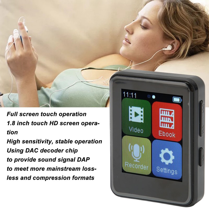 MP3 Player Bluetooth 5.0 Intelligent HD Noise Reduction FM Radio