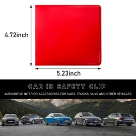 Ziciner Car Registration and Insurance Holder, 5.2"× 4.7" Premium Auto Glove Box Organizer with Closure, Essential Vehicle Document Holder for Card, Driver License (Red)