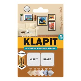 KLAPiT Magnetic Picture Hanging Strips with Nano Technology: Premium Alternative to Mounting Tapes & Double-Sided Tapes -Reusable, Heavy Duty, Drill-Free & Damage-Free Hanging (2 pc Pack)