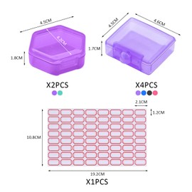 4 Square Mini Pill Boxes, 2 Hexagonal Pill Boxes, 1 Label Sticker, Waterproof and Moisture-proof, Portable Pill Box for Travel, Business Trip, Sports (5 Colors)