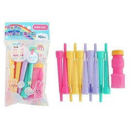 Japanese Pearl Processing Colorful Shabon Ball Blowing Rods, Pack of 10, Includes Bubble Ball Liquid