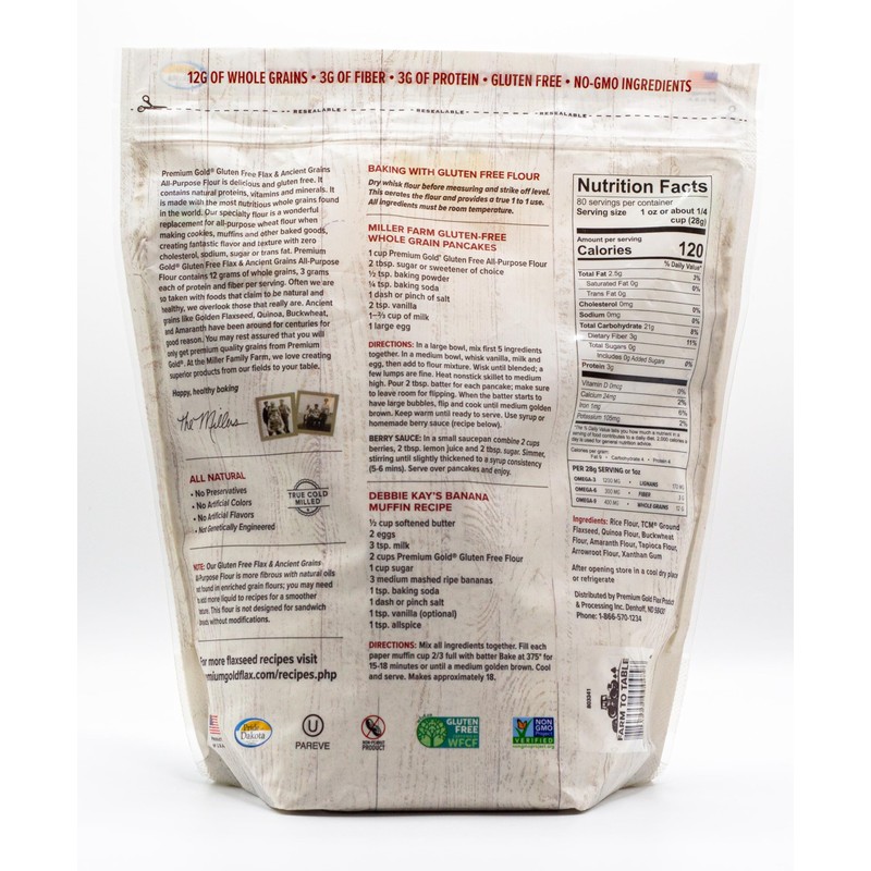 Premium Gold Gluten Free All Purpose Flour, 5 Pound, Gluten-Free,