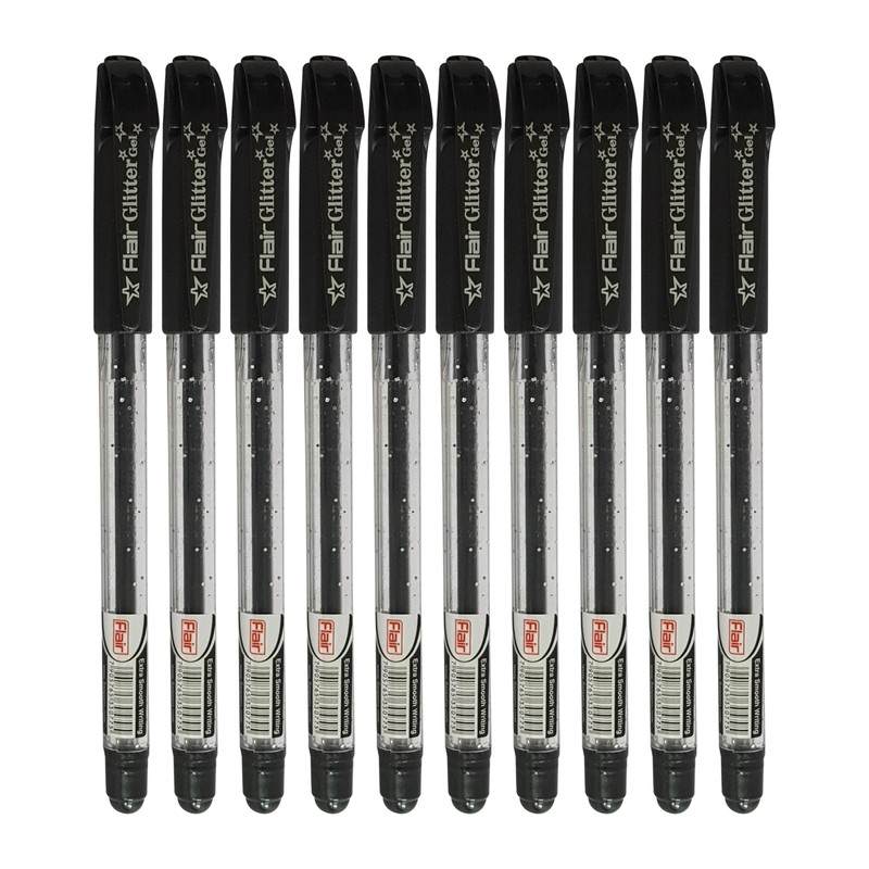 iGlitter Xtra Sparkle Glitter Gel Pens, BLACK, Medium Point (1.0mm),
