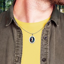 PicturesOnGold.com Divine Mercy Oval Religious Medal - 2/3 x 3/4 Inch - Sterling Silver