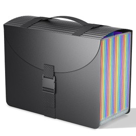 Vanulee 25 Pockets File Organiser Box Files Folder Document Organisers,Concertina File Expanding Folders for Paperwork A4 Paper Bill Receipt,Portable Filing Cabinets,A-Z and Blank Tabs,Matte Coloured