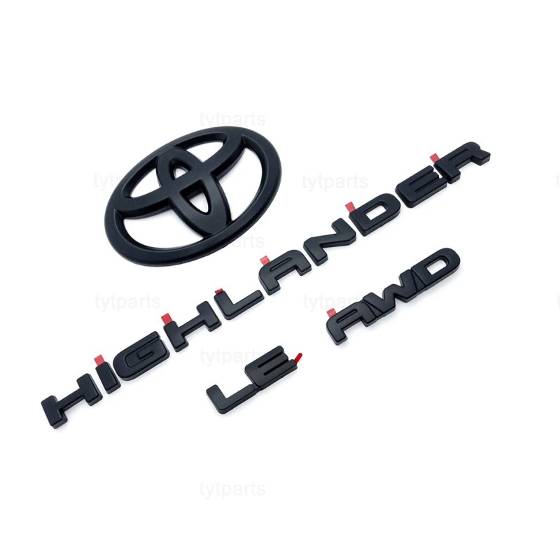 Toyota 2020-2025 HIGHLANDER AWD LE MATTE BLACKOUT EMBLEM OVERLAY KIT